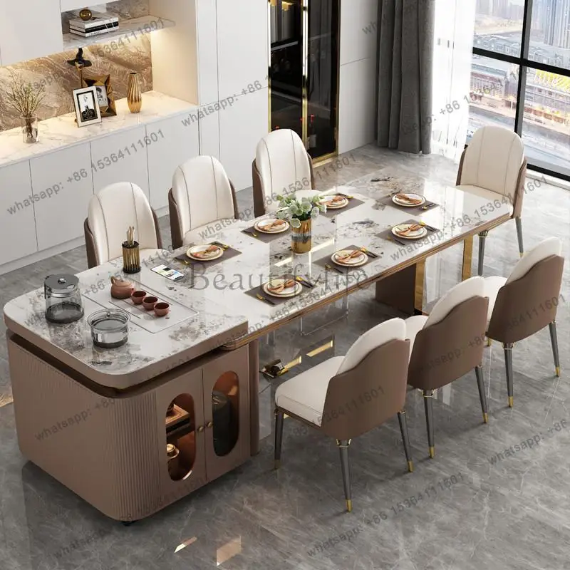 LJY Modern Living Room Cabinets One ActionTable Dining Table With 6 Chairs Table Chairs KitchenTable Extendable Dining home Luxu