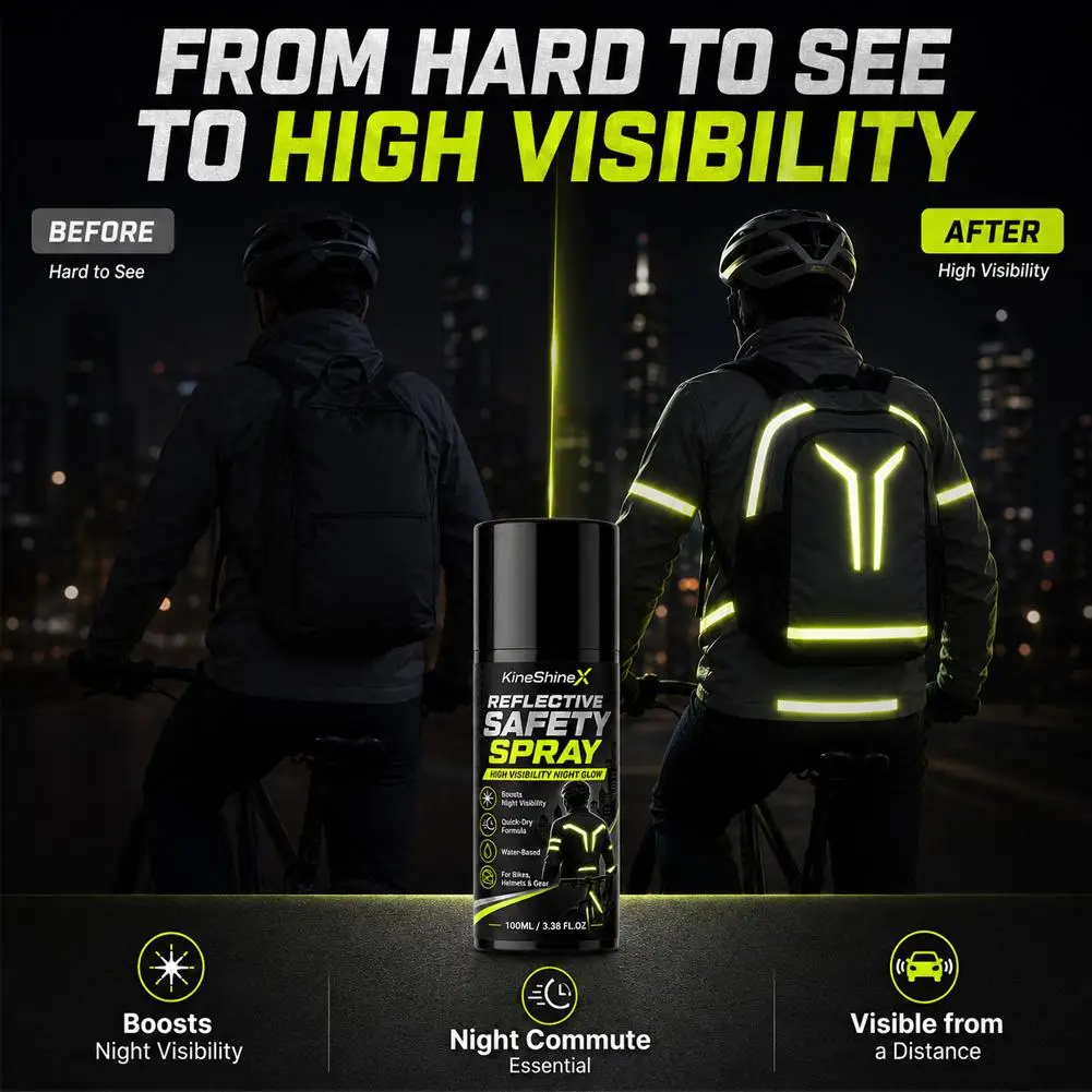 Night Reflective Safety Spray High Visibility Coating Paint For Cycling Running Backpack Helmet Clothes Night Commute Gear