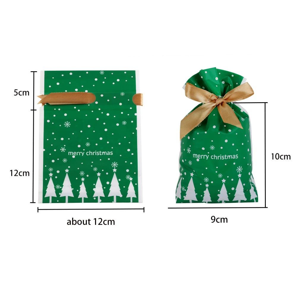 10/25pcs Heart Point Pattern Candy Packaging Bags Plastic Gifts Bag Party Wedding Christmas Bow Silk Candy Drawstring Pouches