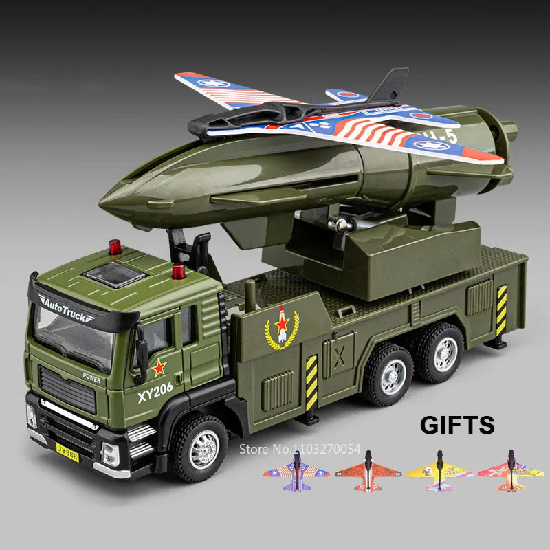 1/32 UAV Drone Launch Vehicle Model Toys Car Alloy Diecast Military Car Sound Light Pull Back High Simulation Toys Holiday Gifts