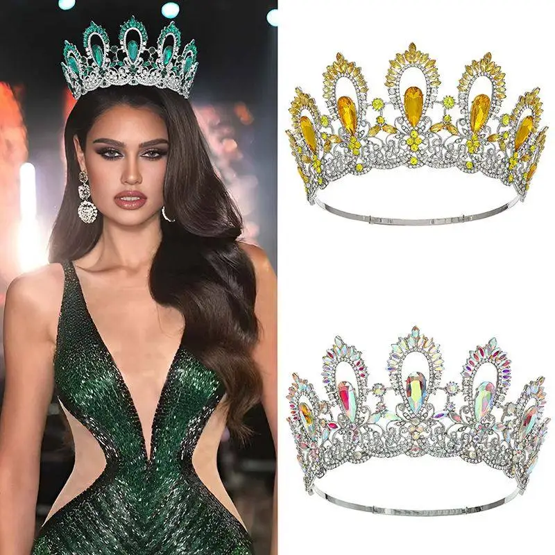 large-size-baroque-style-wedding-crown-hair-accessory-fashion-show-showy-alloy-gold-plated-silver-plated-hair-ornament