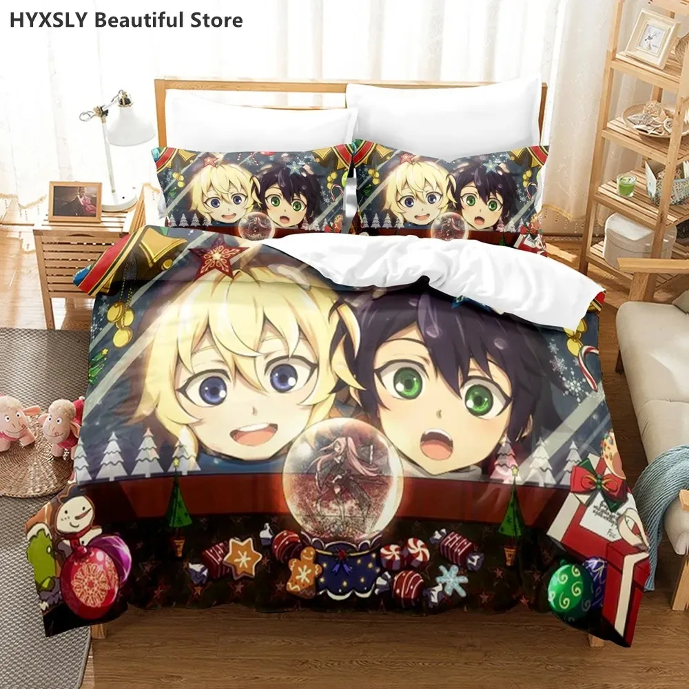 

Seraph of the end Anime Bedding Set Pillowcases Single Double Twin Full Queen King Kids Cute 3D Duvet Cover Sets Bed Linen