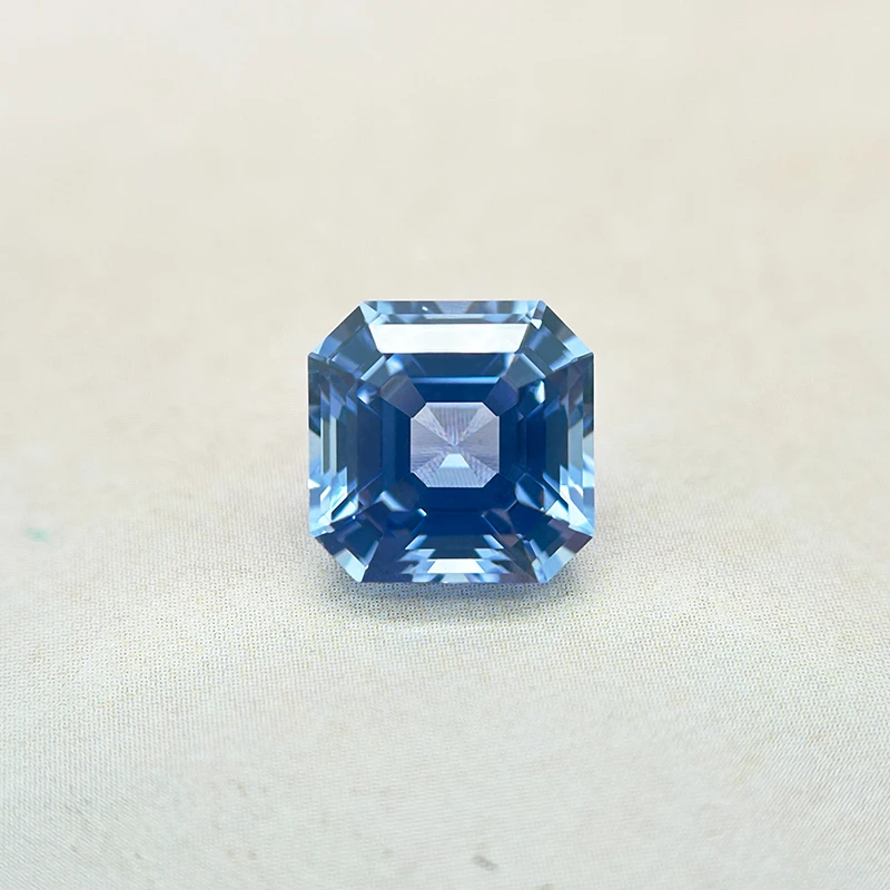 Laborgezüchteter Saphir im Asscher-Schliff, Kornblumenfarbe, lose Steine für die Schmuckherstellung, Inlay-Hauptmaterialien, Zertifikat ausgewählt – Detail 1