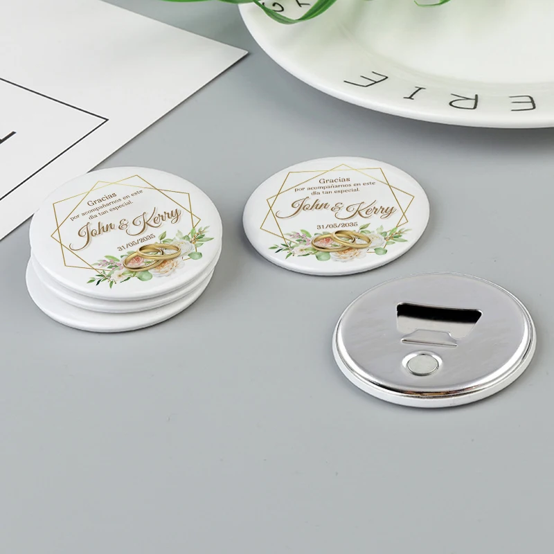 Personalized Wedding Favor Souvenirs for Guests Customized Fridge Magnet with Bottle Opener Wedding Guest Gifts