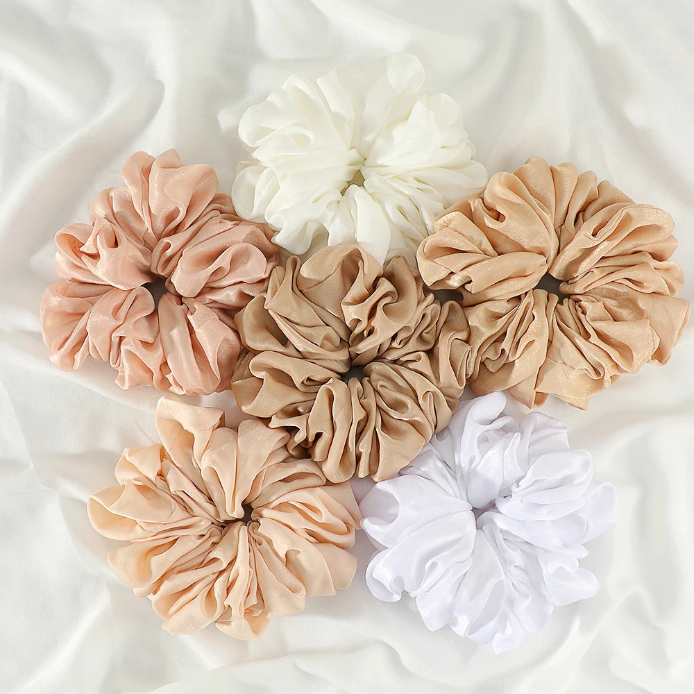 Plain Candy Color Malaysian Bunch Hair Tie Women Bubble Chiffon Rubber Band Shawl Muslim Hijab Cap Volumizing Scrunchie Headband