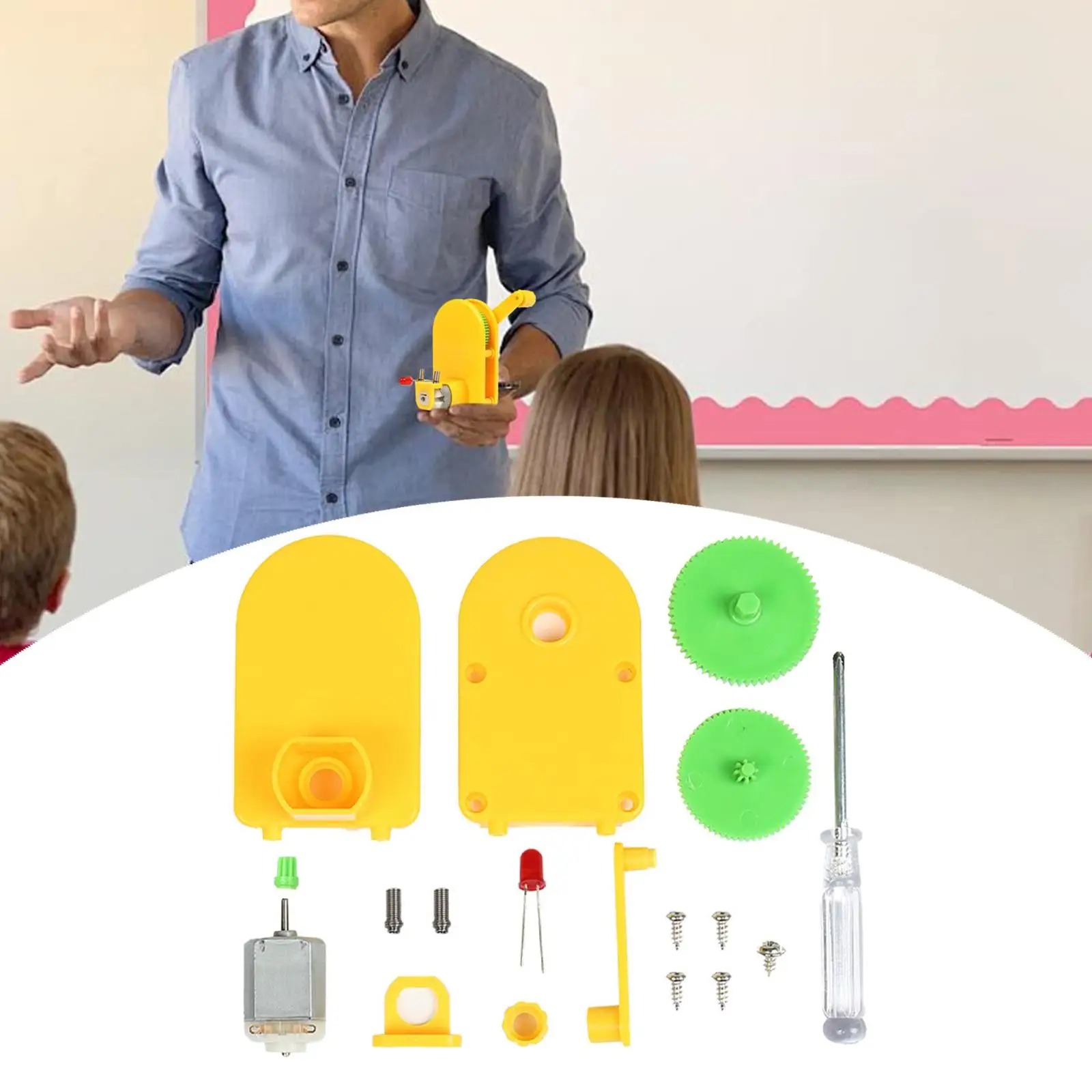 Kit generatore elettrico a manovella Giocattolo educativo Facile da montare Progetti fai-da-te Aiuto didattico per la fisica Bambini elementari Ragazzi Ragazze