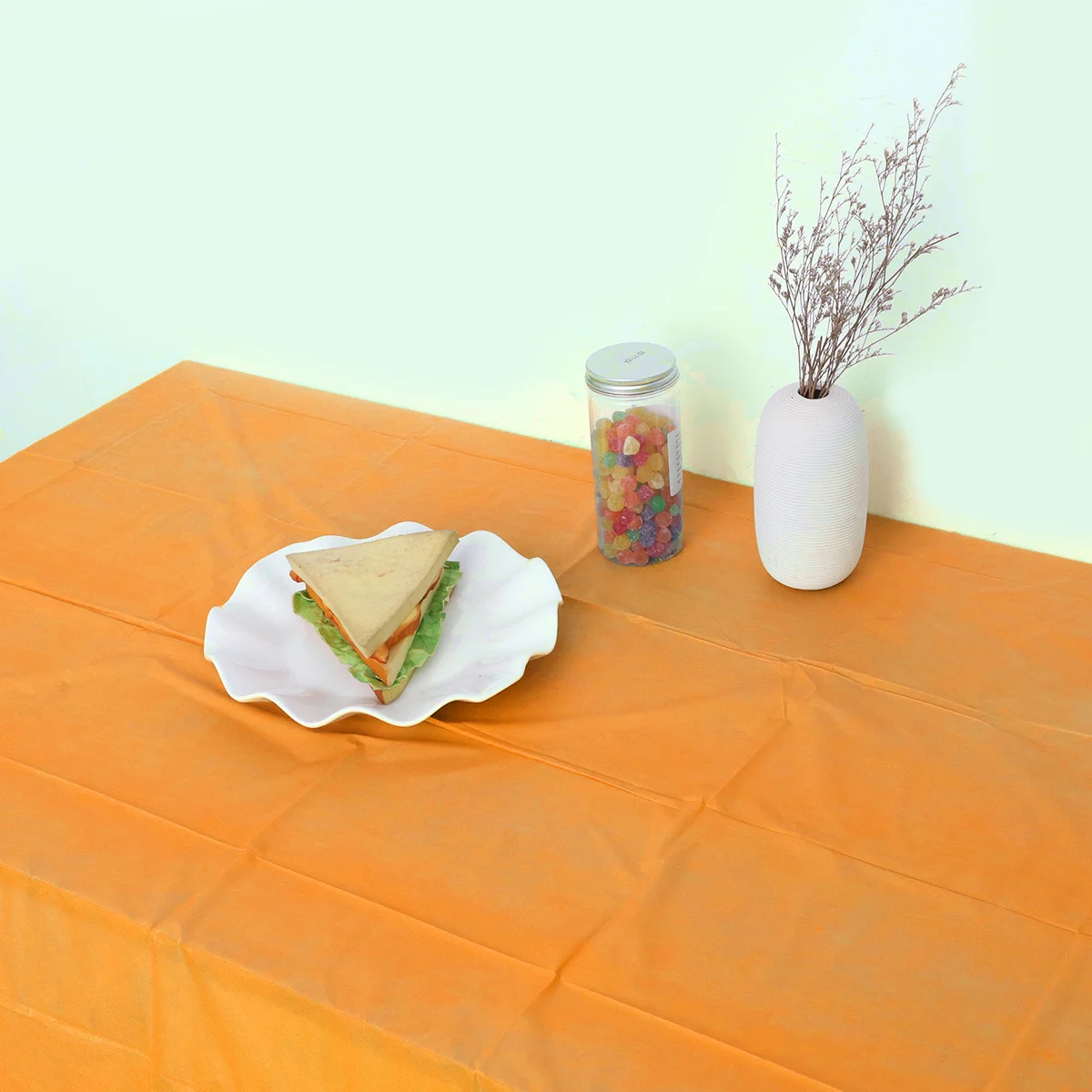 

1Pcs 137x183cm Large Size Rectangular Pe Table Covers for Home Banquet Hall Dining Room Orange Waterproof Cloth
