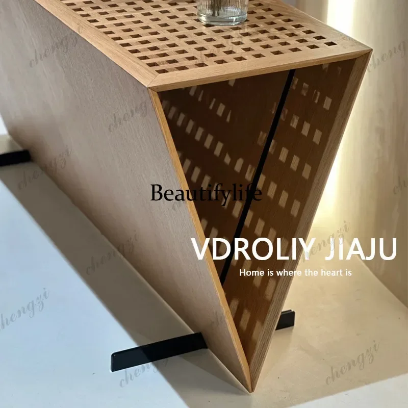 H134 Medieval French style solid wood simple porch cabinet creative log color designer dining side cabinet modern end view table