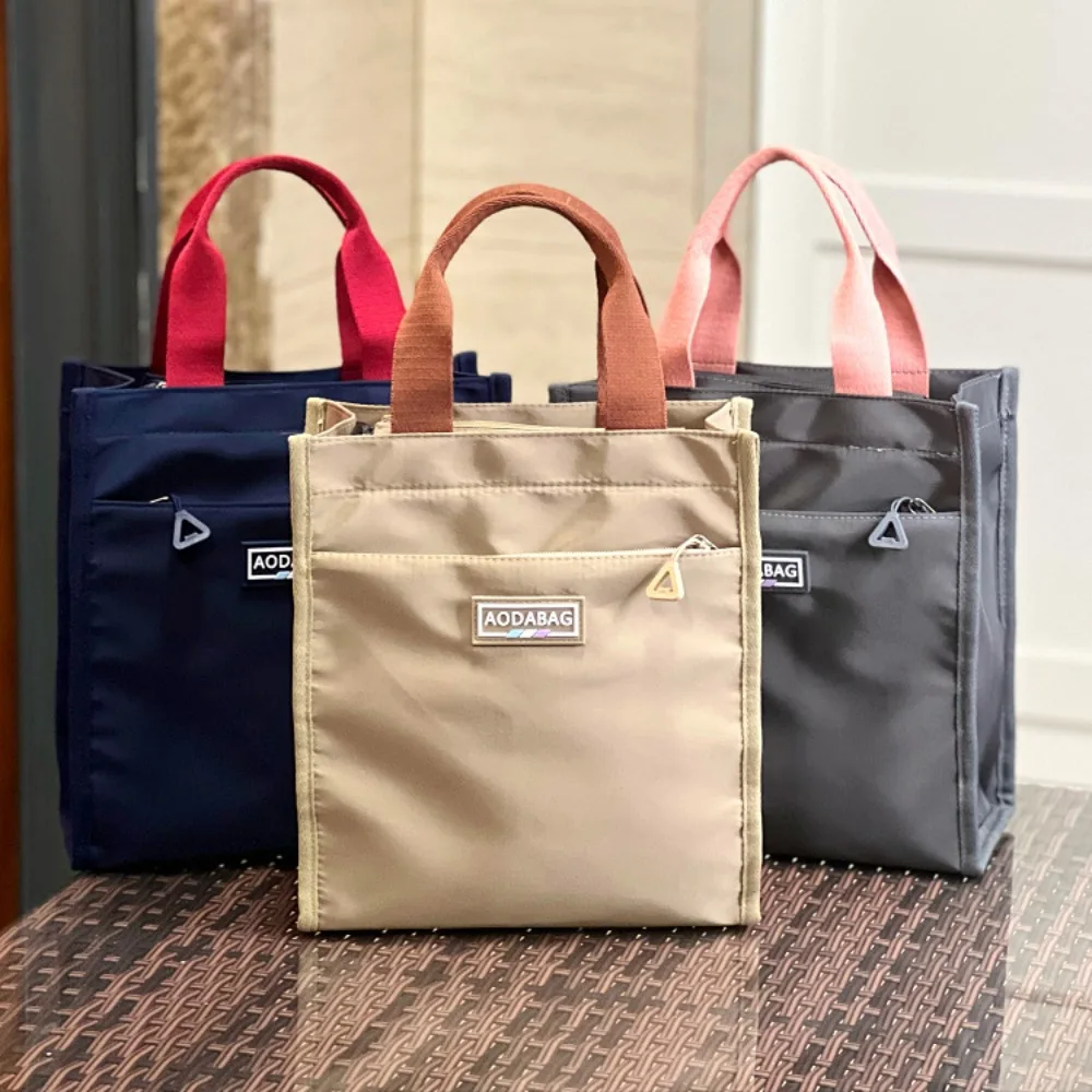 

Large-Capacity Lunch Box Bag Fashion With Zipper Canvas Canvas Bag Solid Color Tote Bag Work