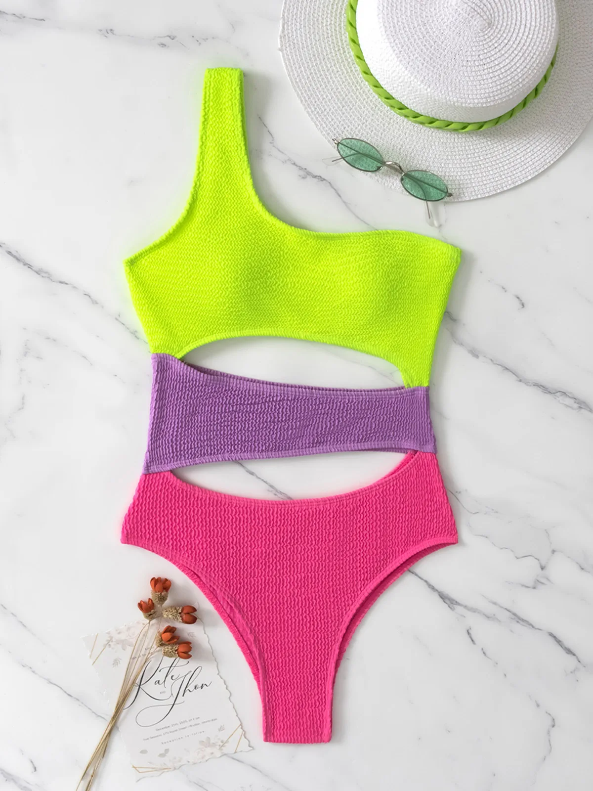 One Shoulder Vrouwen Badpak Eendelig Sexy Badkleding Vrouwen 2023 Nieuwe Getextureerde Monokini Zwempak Strand Badpakken