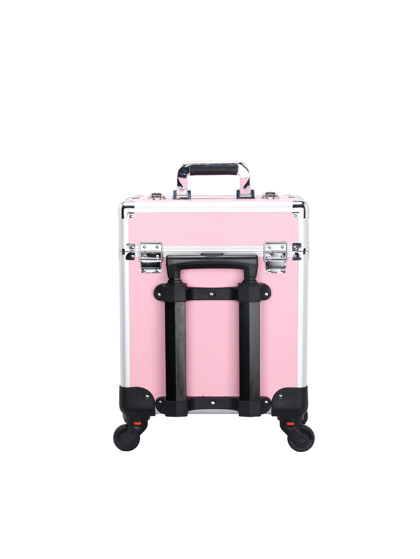 Rolling Makeup Train Case Large Capacity Cosmetic Trolley, Aluminum Professional Salon Travel Case with Key Swivel Wheels Travel