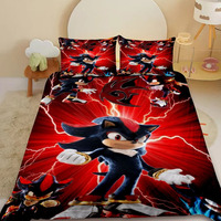 HOT Sonic Cartoon Duvet Cover Kids Bedding Set Comforter Cover Queen King Size for Bedroom Decor Single Double Bed Gift