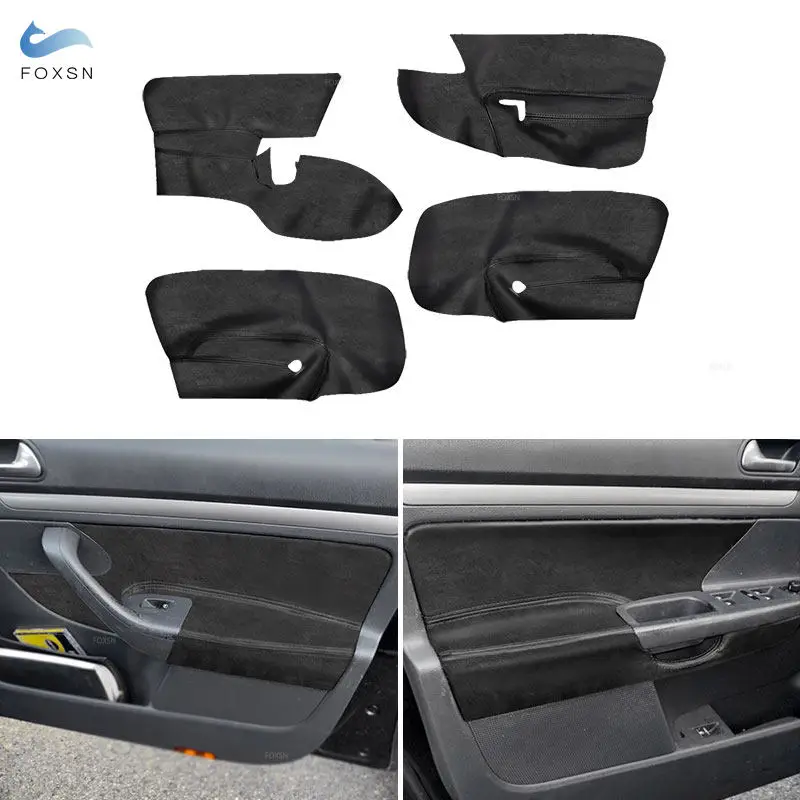 For VW Golf 5 MK5 Jetta 2005 2006 2007 2008 2009 2010 Car Armrest Door Panel Suede Leather Cover Trim Accessories LHD 4-Doors