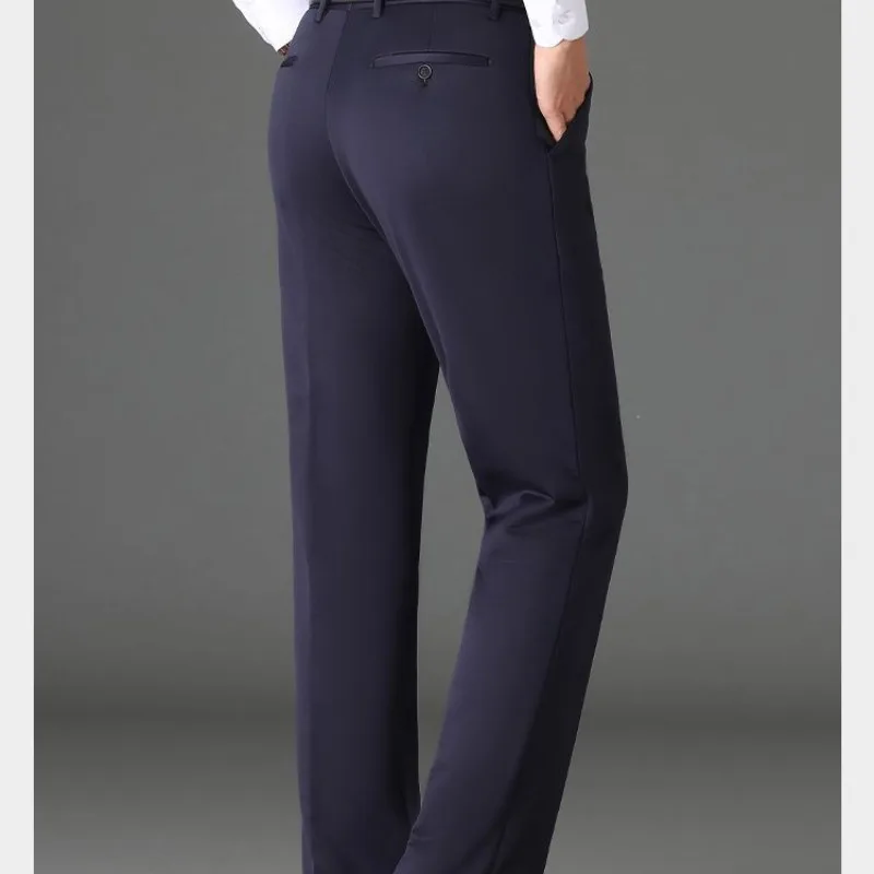 Pantalon décontracté de style anglais pour hommes, poches solides, fermeture éclair, bouton de flocage imbibé, mode formelle, bureau, dame, automne,