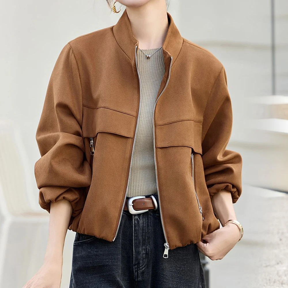

Fashion coat women's spring and autumn 2025 new small versatile short loose stand-up collar jacket top short coat