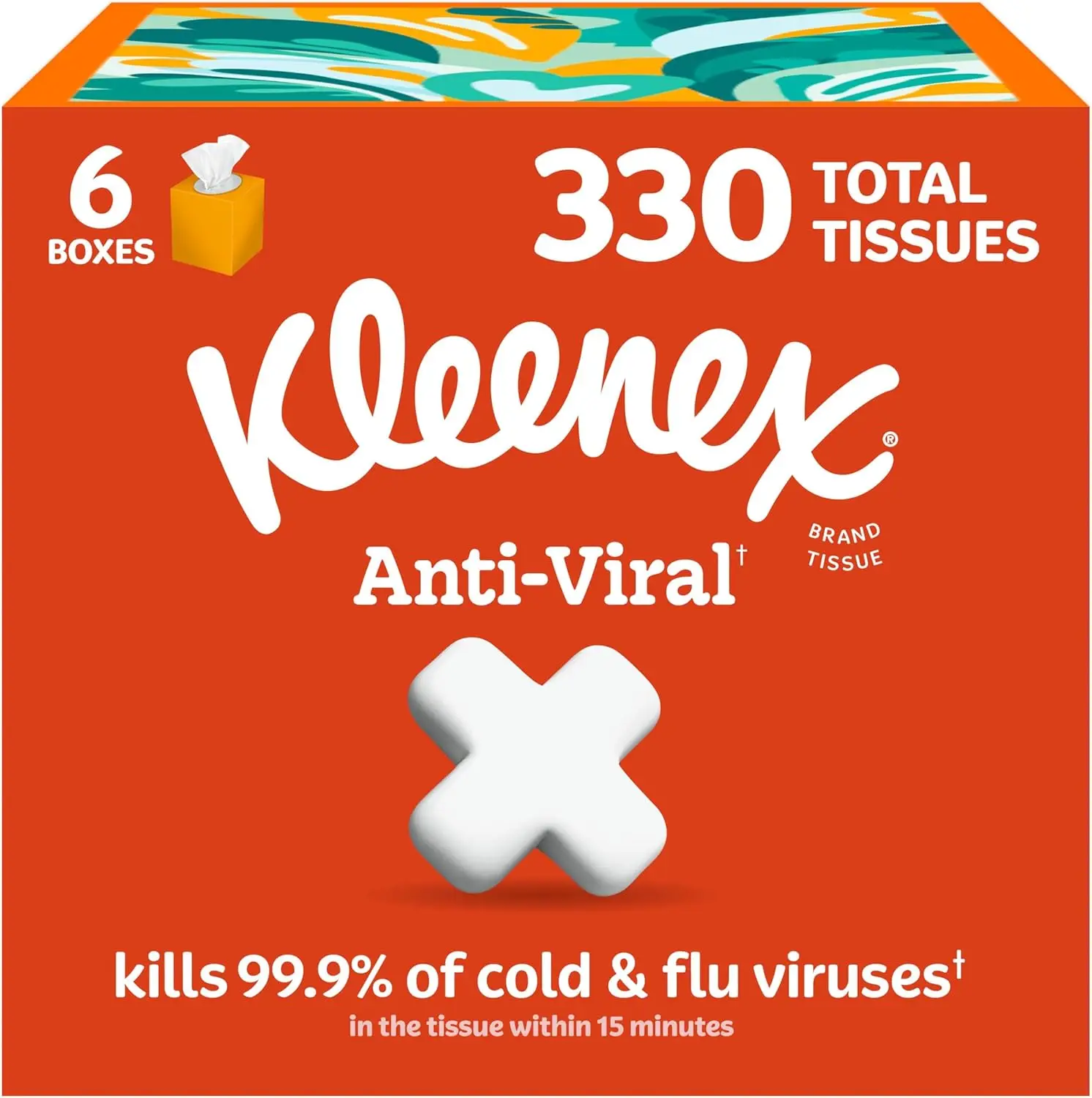 

Anti-Viral Facial Tissues 6 Pack, 3-Ply 55 Tissues per Box, Kills Cold & Flu Viruses, Soft & Strong