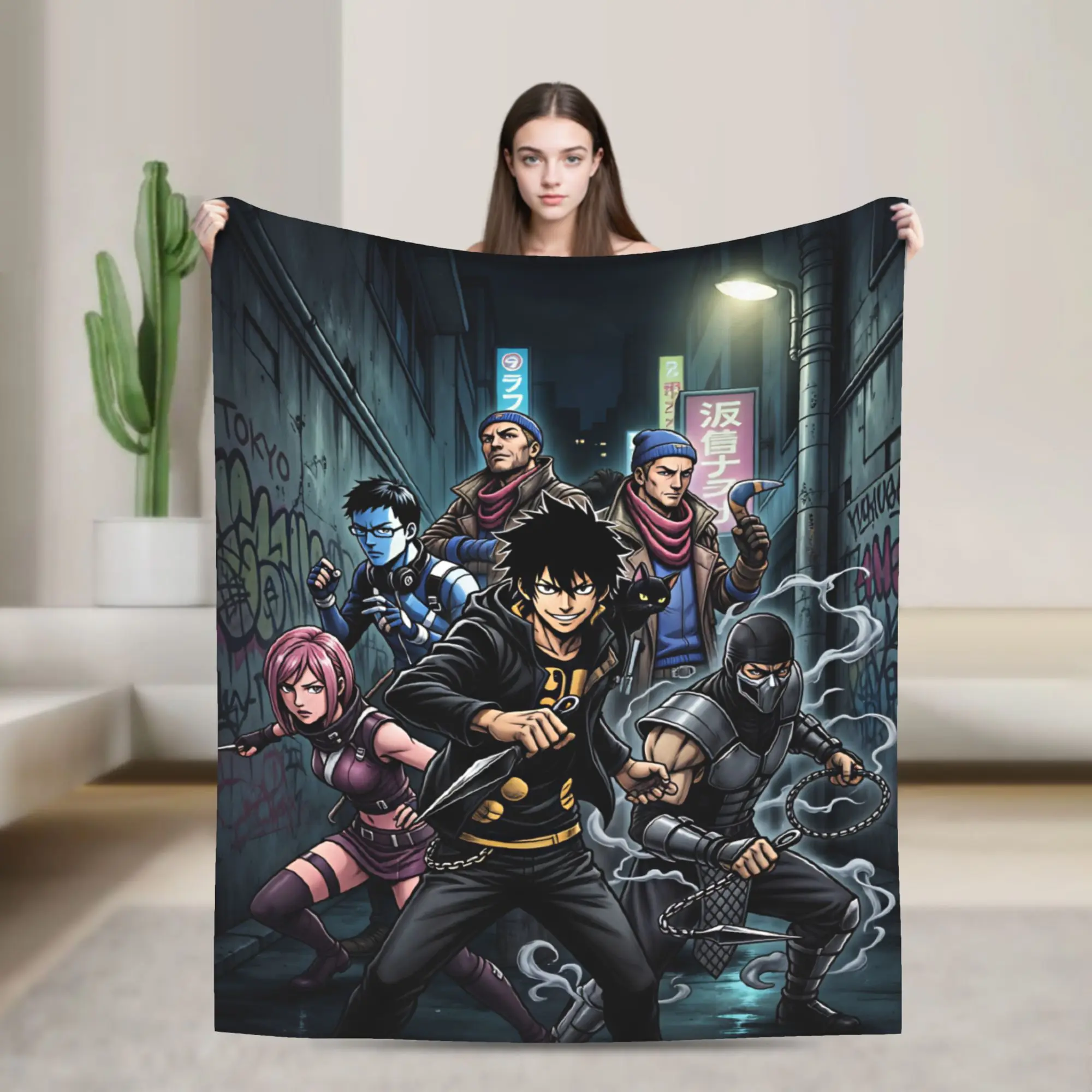2026 Blacks Torchs Anime Flannel Blanket  Warm Soft Throw Blanket for Bedroom Airplane Travel Aesthetic Bedspread Sofa Bed Cover
