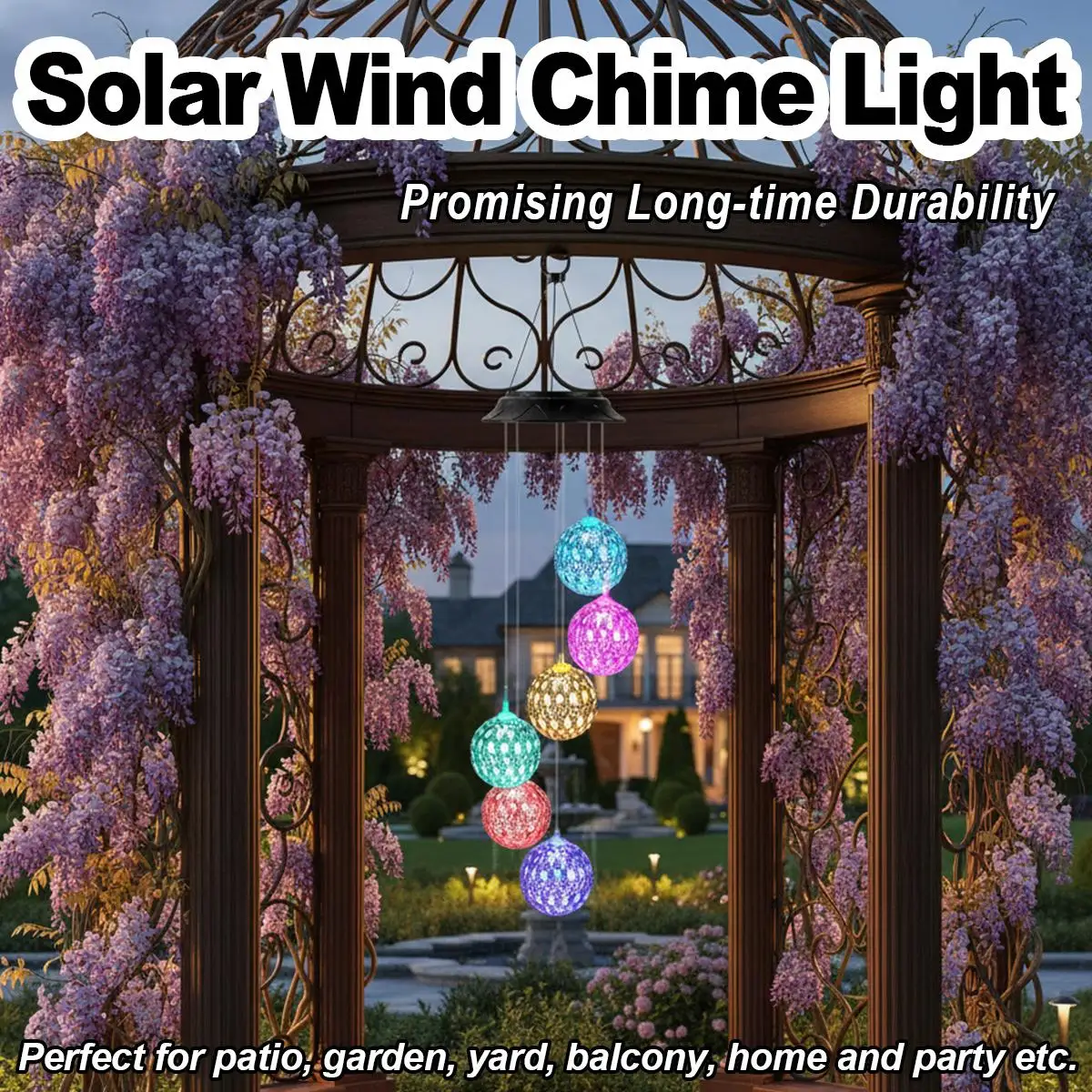 モロッコソーラーウィンドチャイム明るくカラフルなペンダントランプ屋外ガーデンパティオ装飾ユニークな防水ハンギングボールライトアートルーム