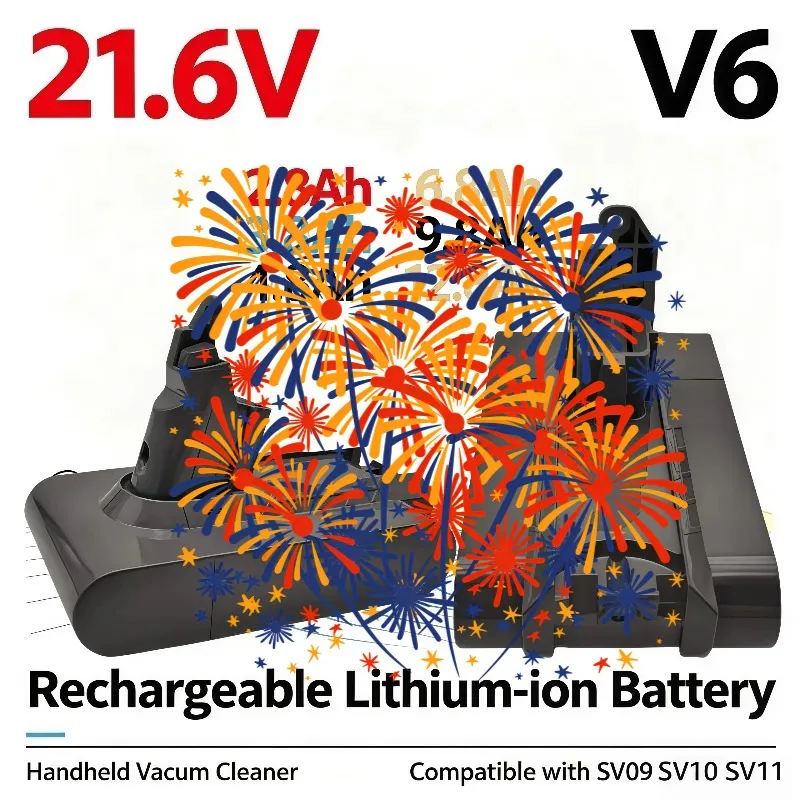 2.8Ah‑12.8Ah V6 Li‑ion Replacement Battery Fit Handheld Vacuum SV09 SV10 SV11 Models