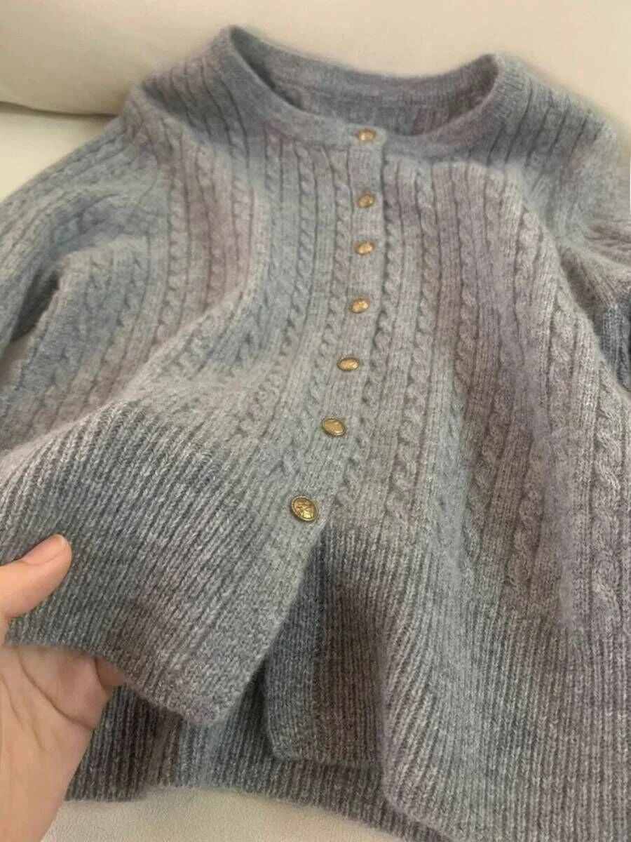 

ey Knitted Open Cardigan Women's Spring Autumn Small Size Inner Wear Layer Soft Nouriing Twisted Sweater Top Sweet Sle ...