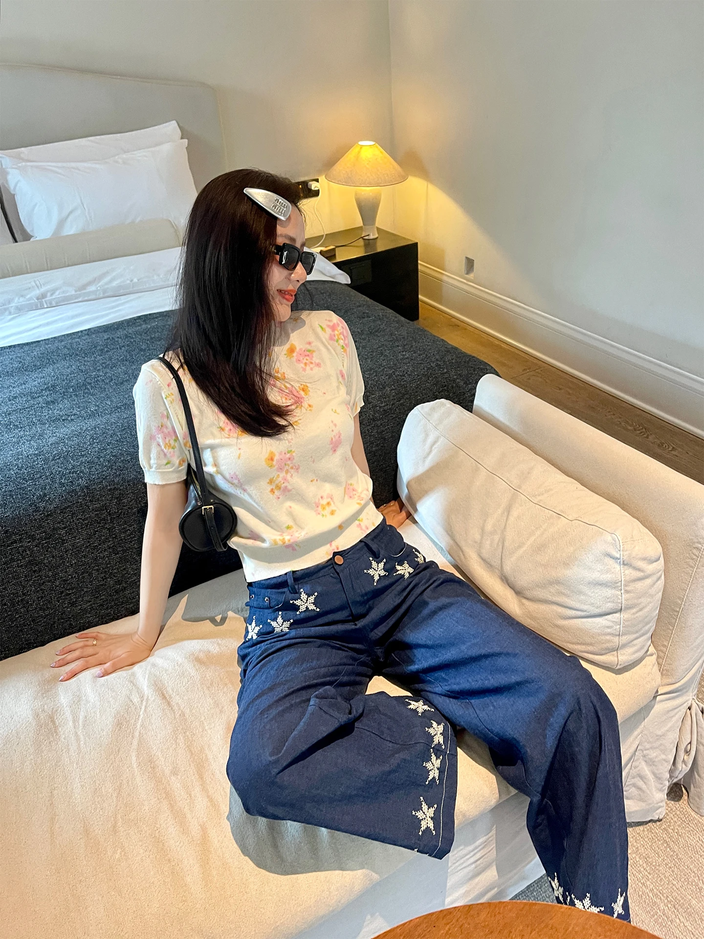 

Женская трикотажная футболка Heidy Spring Blooming с акварельным цветочным принтом, коротким рукавом, в корейском стиле, приталенная, с круглым вырезом