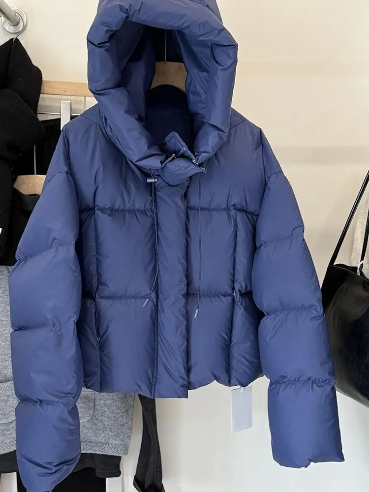 Winter Blue Short Cotton Jacket Women's Thickened Bread Style Warm Fashionable Korean Version Small Size Friendly Coat