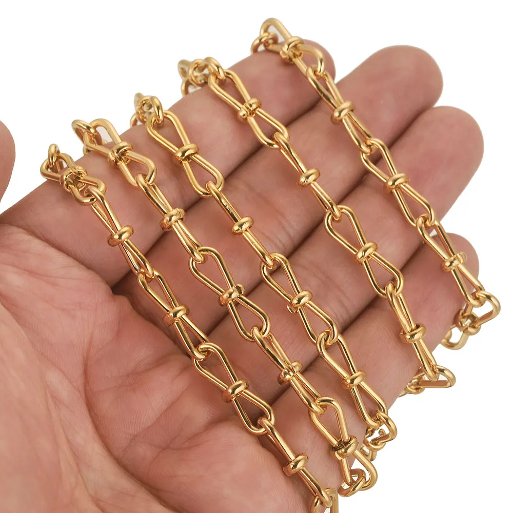 1 Meter Width 6mm Stainless Steel Plated Gold 8 Handmade Chain Roll Cuban Chains for Jewelry Making Supplies DIY Necklace Craft