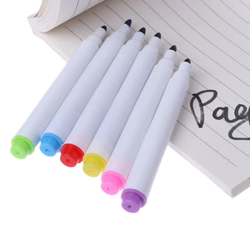 6Pcs/Set Whiteboard Erasable Marker Pen With Eraser School Supplies