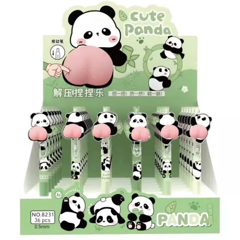 

2pcs Cartoon Panda Gel Pens Kawaii Soft Butt 0.5mm Neutral Pens for Writing Korean Stationery Students Office School Supplies