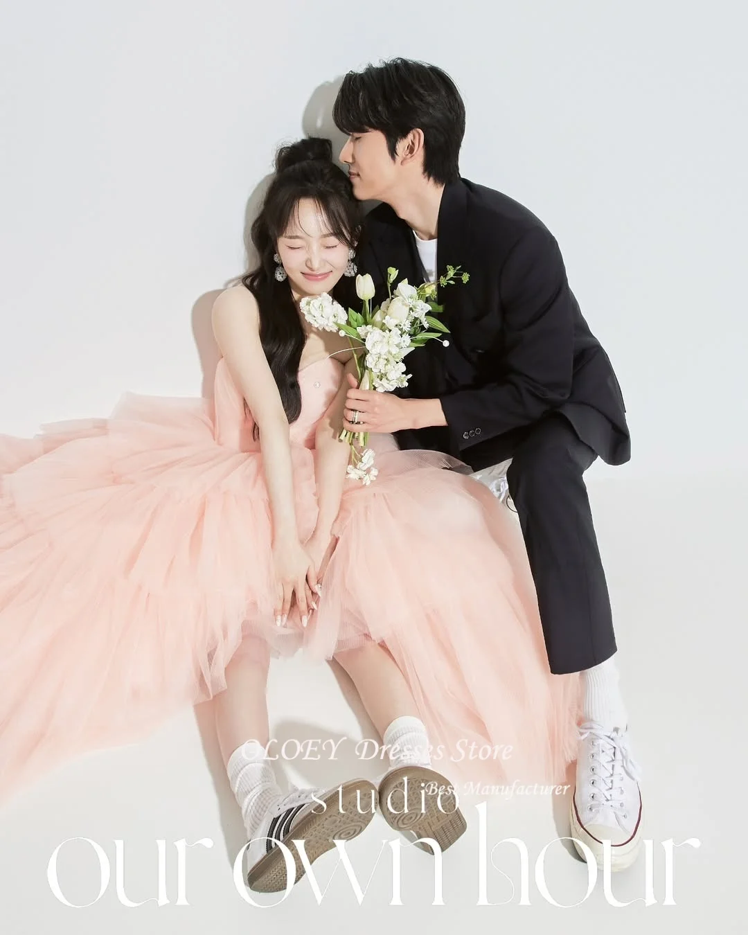 OLOEY Pink Sweetheart Evening Dress Korea Wedding Dress Photo Shoot A-line Floor Length Tiered Corset Party Customized 2025