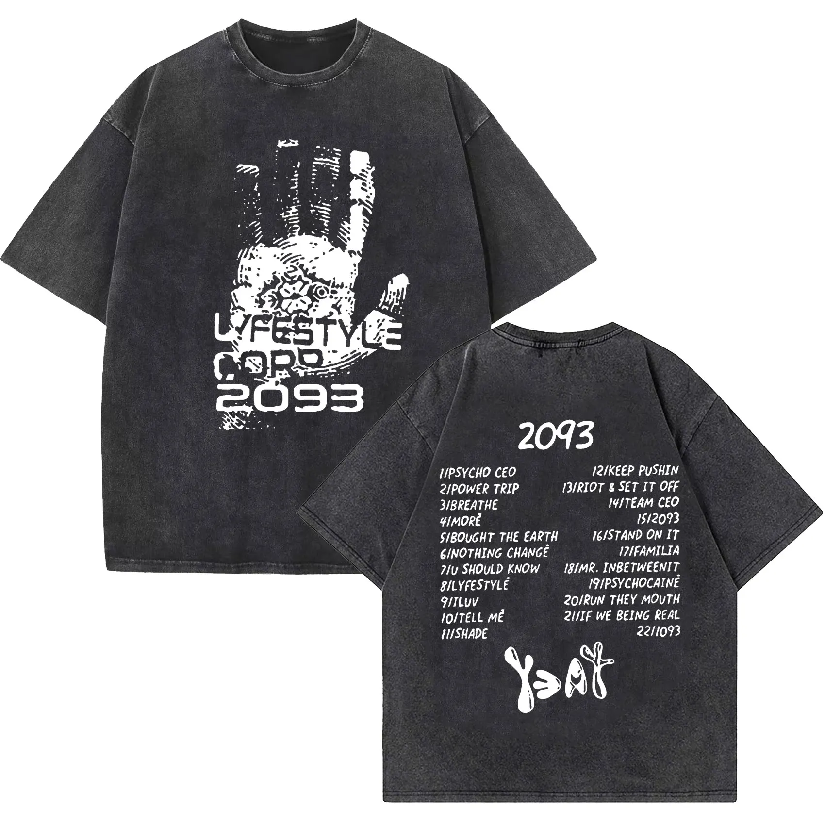 تي شيرت مغني الراب Yeat Lyfestyle Vintage بأكمام قصيرة ورقبة دائرية من القطن للجنسين على طراز الهيب هوب ملابس خروج عصرية