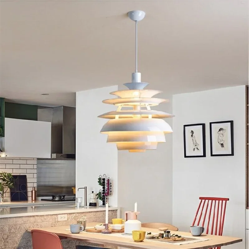 Postmodern White Creative Chandelier Tiered Shade Nordic Designer Snowball Pendant Light Hanging Lamp Living Dining Room Bedroom