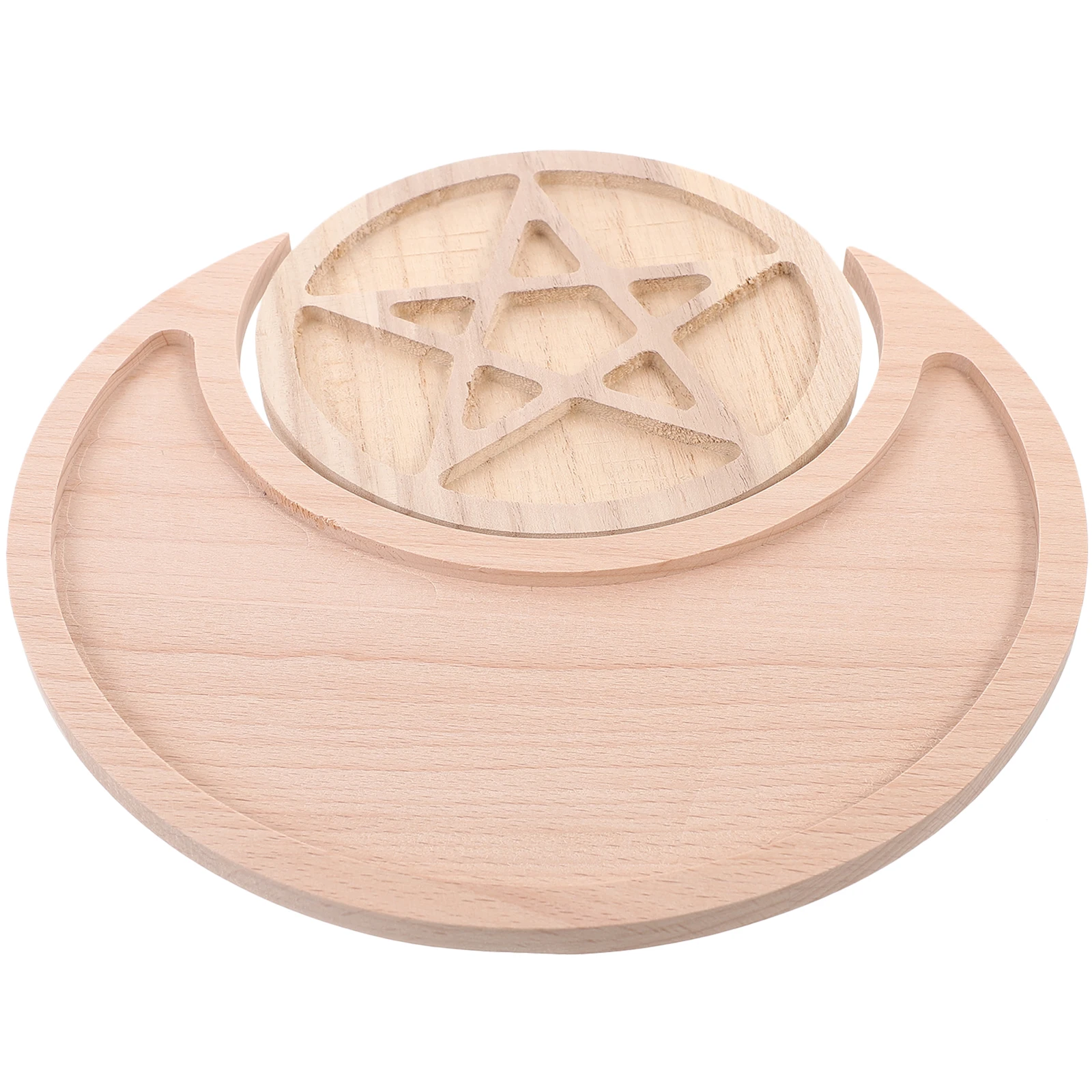 

2 Pcs Stars Moons Wooden Tray Set Jewelry Holder Crystal Storage Desk ganizer Gemstones Display Smooth Edges Beautiful Look Fine