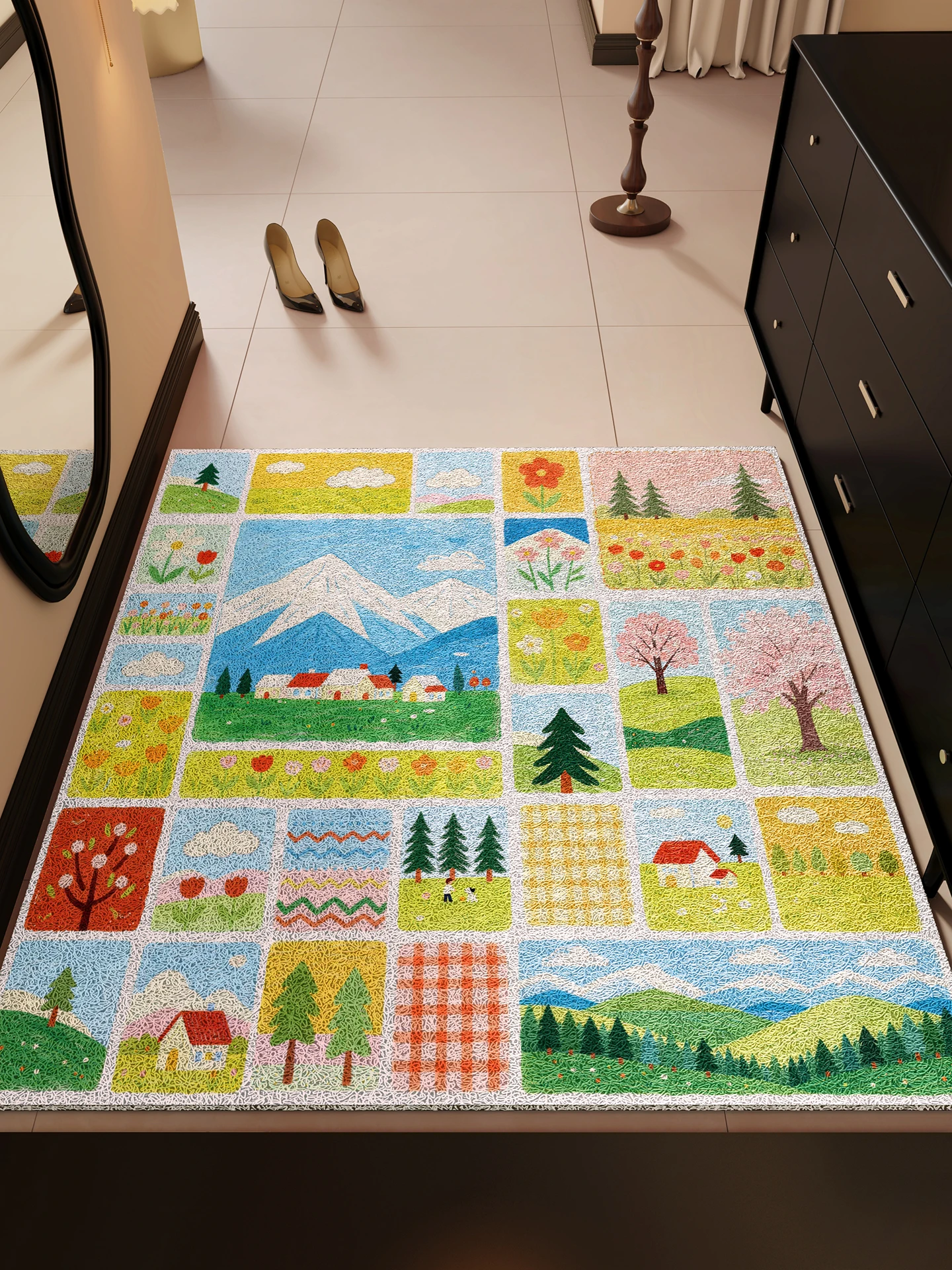 

Зеленый придверный коврик 2026: Новинка, шелковый круглый ковер в винтажном стиле, напольный коврик для дома, декоративный ковер