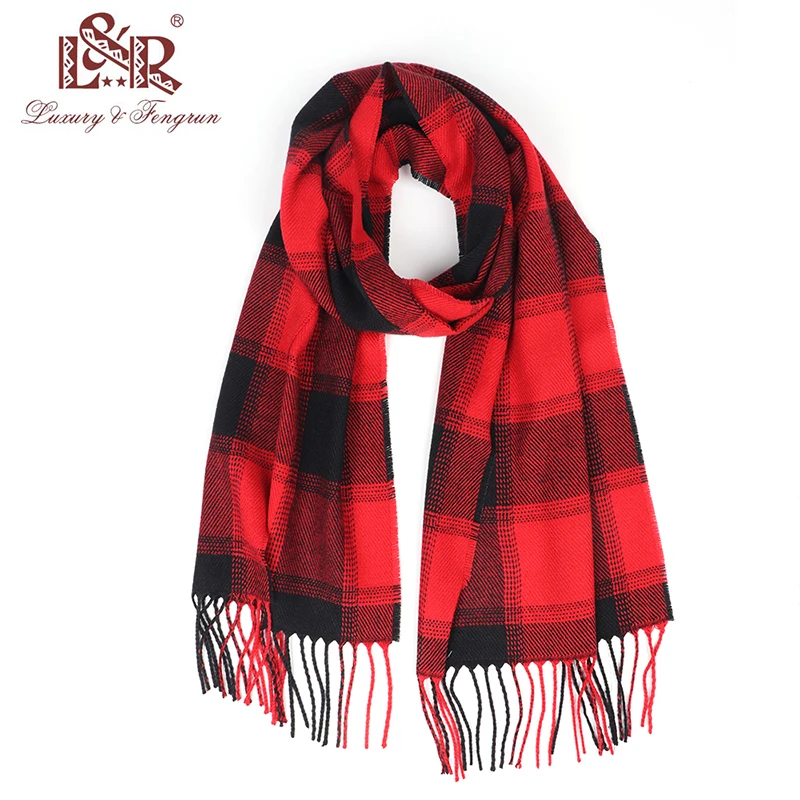 2023 Cashmere Men Women Plaid Scarf Winter Pashmina Shawl And Wrap Unisex Thick Foulard Lady Tassel Warm Scarves Bufanda Stole