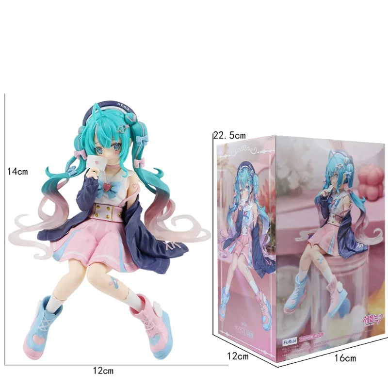 Anime Hatsune Miku figura Cartoon Sailor Suit Hatsune Miku posizione seduta modello carino Miku ornamenti raccogliere decorare regalo