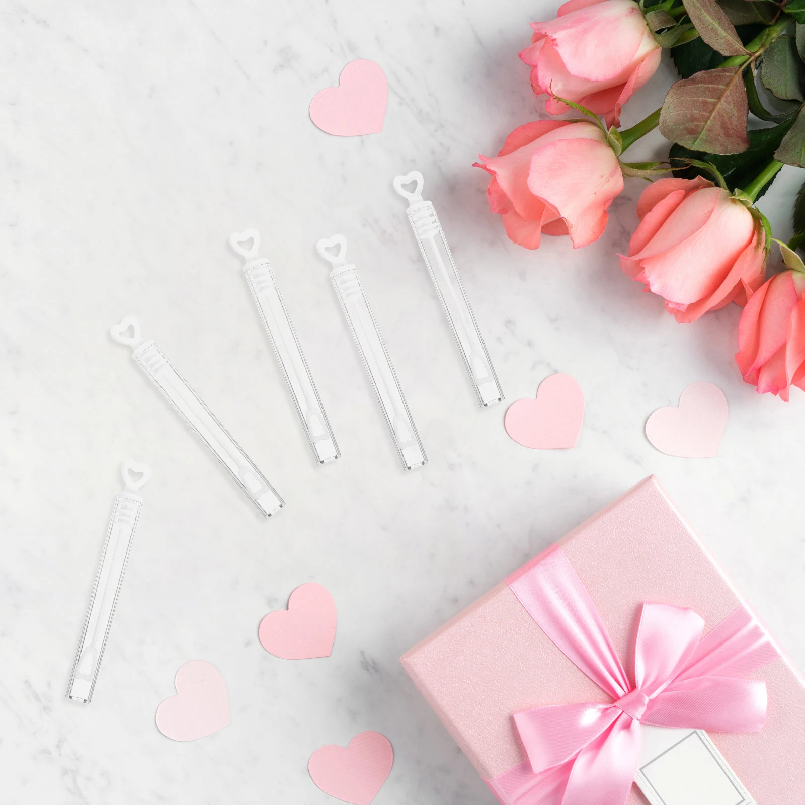 

48pcs Heart Bubble Wand Wedding Party Accessories Kids Lightweight White Sticks No Bubble Water Outdoor Favours