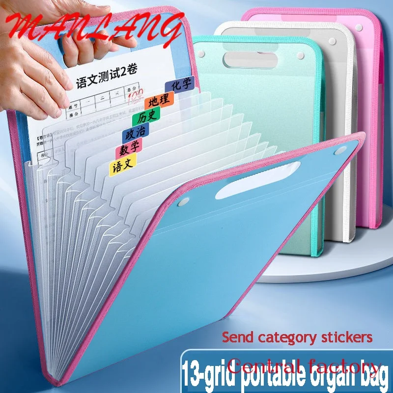 Custom  A4 Letter Size Multifanctional Expanding PP File Folder 13 Pockets Accordion Document File Folder Bag Customized logo