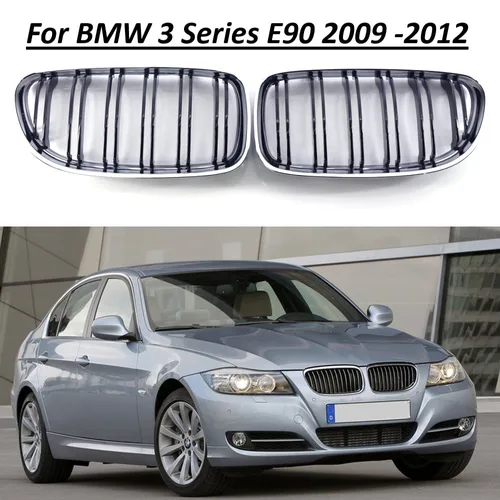 Rejilla delantera de riñón doble para BMW, accesorio con marco cromado, doble listón, estilo de coche, para BMW Serie 3, E90, 2009, 2010, 2011, 2012, nuevo