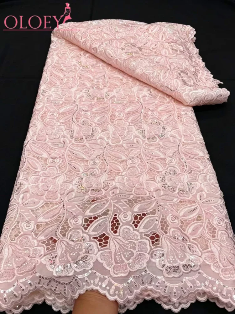 OLOEY Reiner französischer Tüll-Netz-Pailletten-Spitzenstoff, hochwertiger afrikanischer Hochzeits-Spitzenstoff für Frauen, Abendkleid, Partykleid, 5Ya