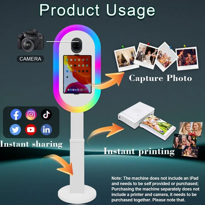 Portable Selfie IPad Photobooth Photo Booth Machine With RGB Light For Advertising Equipment Rental Weddings Events