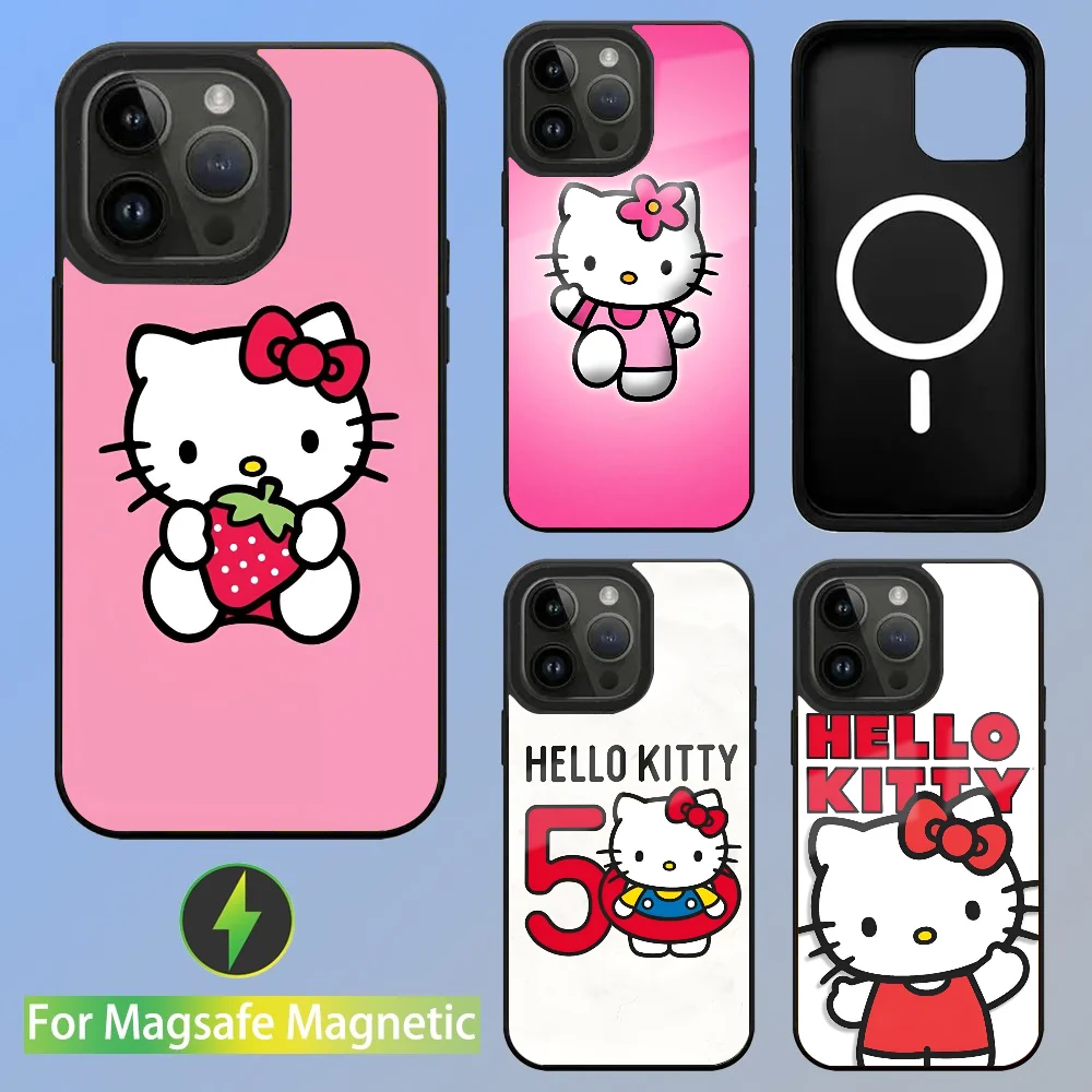 

Cute H-Hello K-Kitty Phone Case For IPhone 16 15 14 13 Pro Max 11 Mini Alex Mirror For Magsafe Wireless Charging Cover