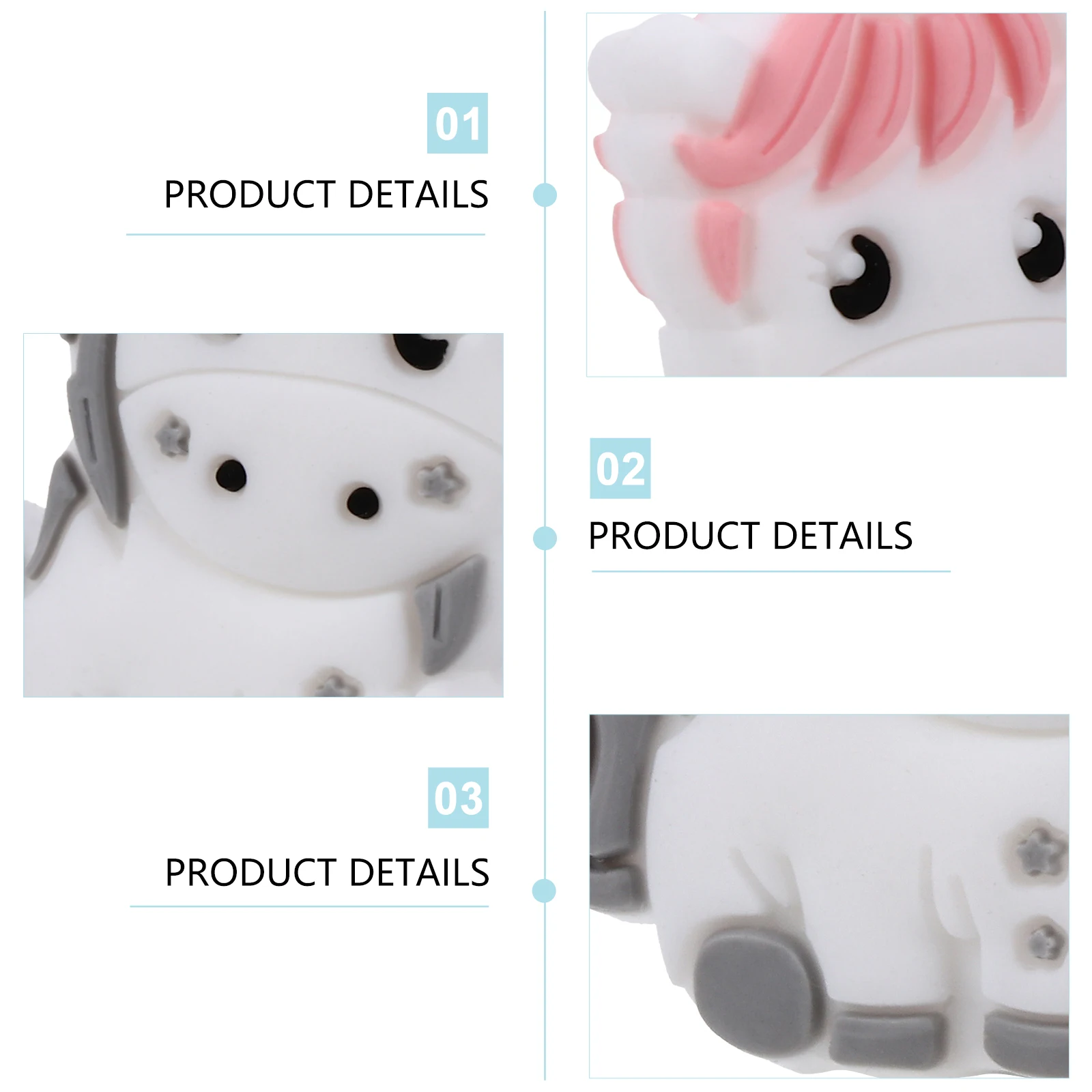 

2pcs Unicorn Silicone Teether Beads Bright Pacifier Clip Accessories Infant Diy Bracelet Anti-Drop Chain Nursing