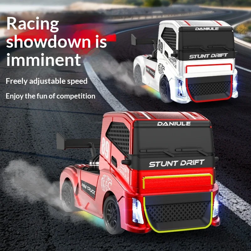 New 1/87 Mini Truck Head Remote Control Car Desktop Series Drift Car 4wd Entry Level Mini Truck Micro Card With Drag Board Toy ﻿