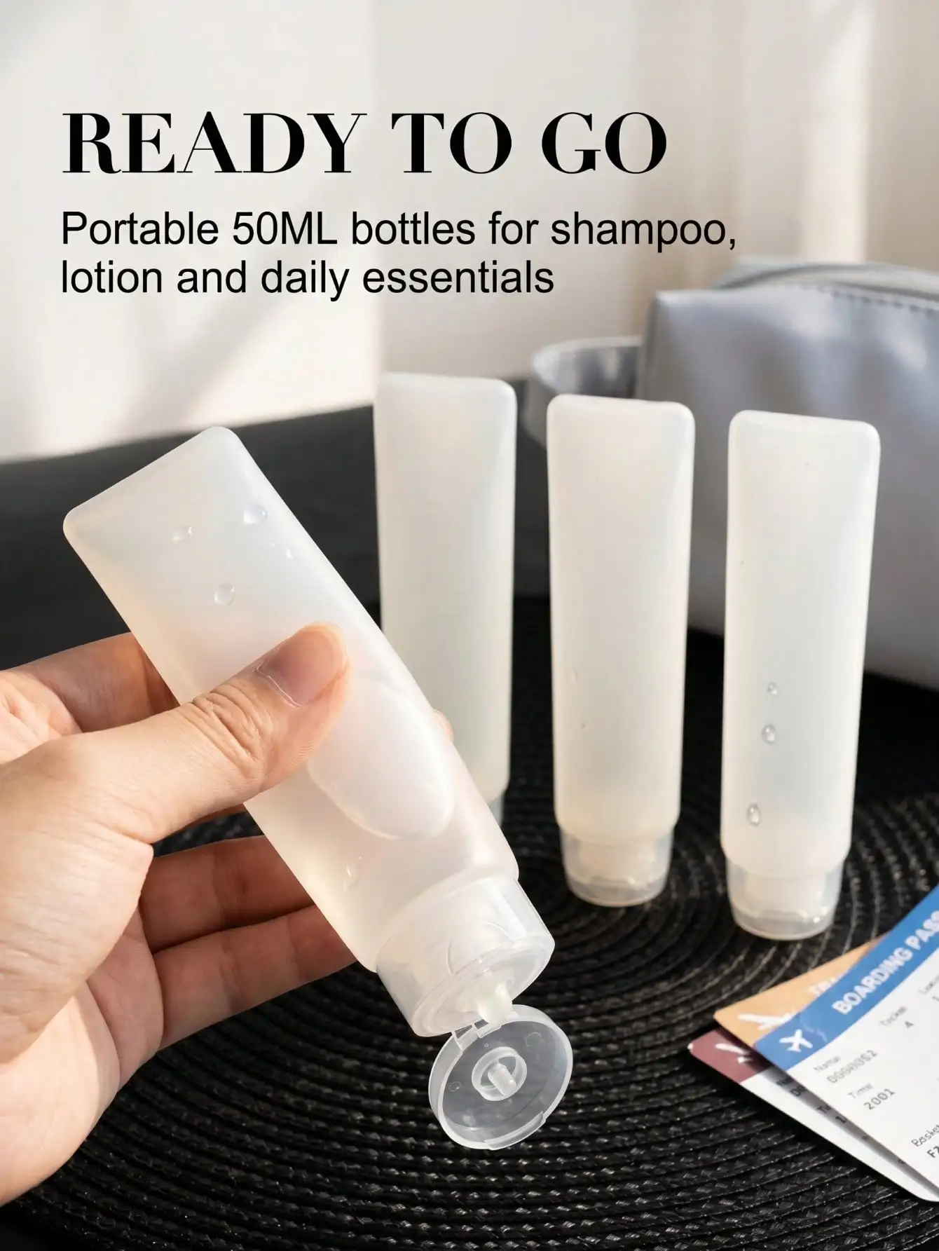 4pcs Leak-Proof Flip-Top Squeeze Bottles 1.69oz Reusable Travel-Size Containers for Conditioner - Compact Portable Bottles