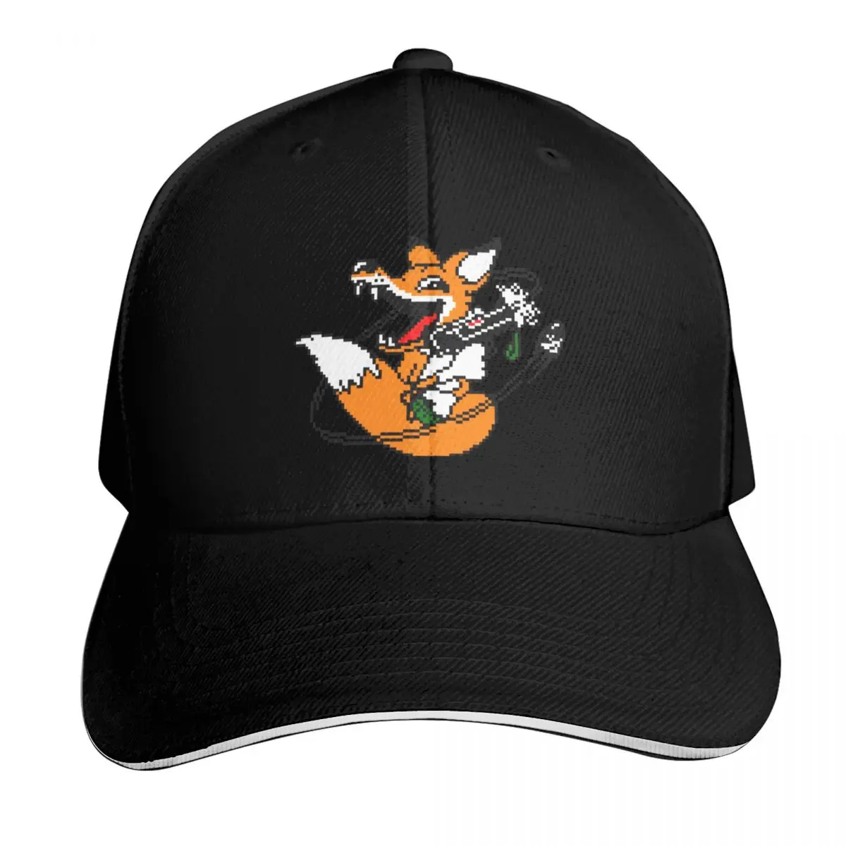 FOXHOUND PIXELART FOX BLACK Baseball Cap Quick Dry Performance Cotton Twill Breathable Contrast Two Tone Brim