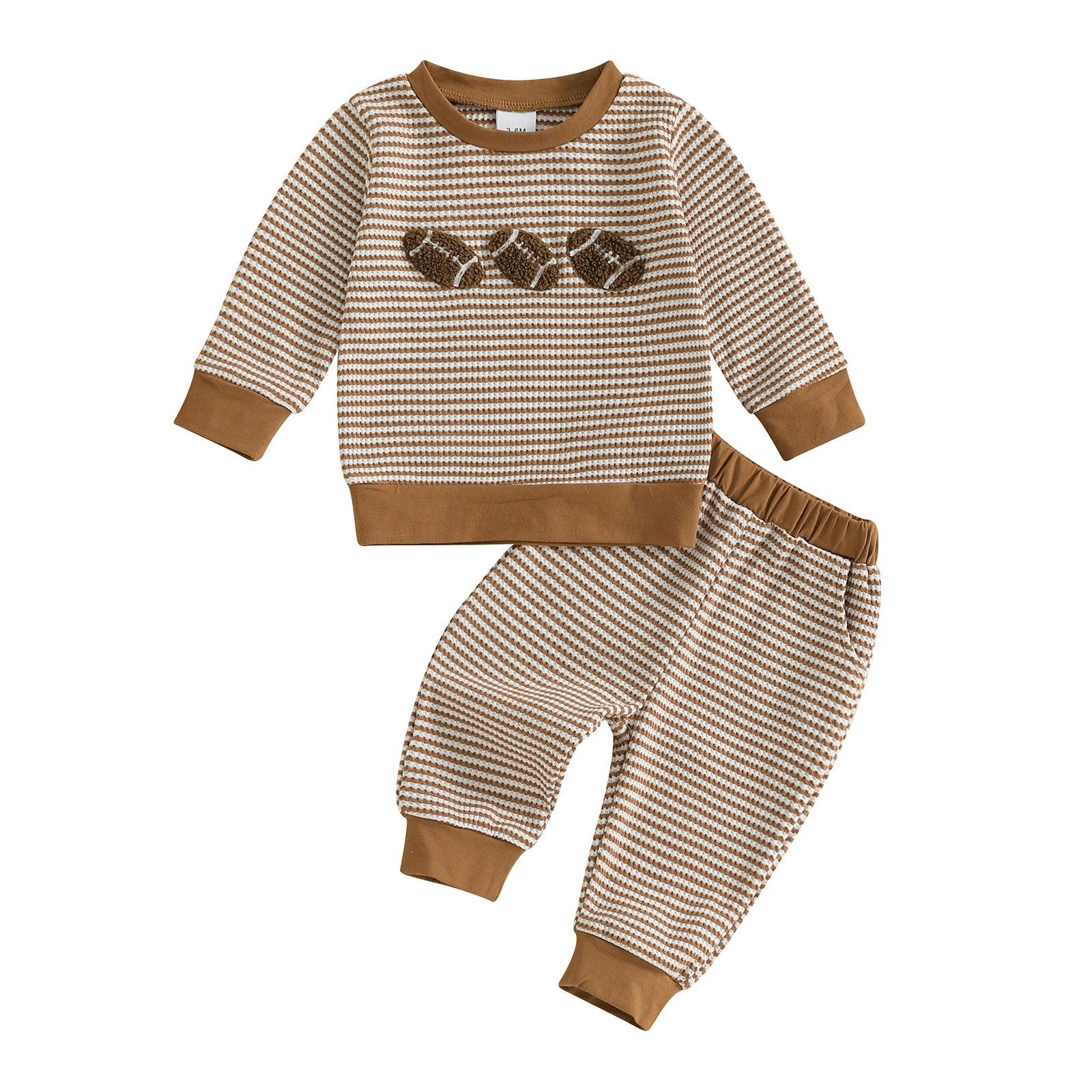 

Infant Football Jersey and Pants Set with Rugby Stripes Long Sleeves and Elastic Waistband for Active Toddlers