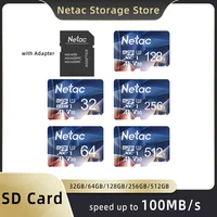 Tarjeta SD de memoria Original Netac Micro con adaptador tarjetas microSDXC 512gb 256gb 128gb 64gb 32gb U3 Tarjeta de almacenamiento de Memoria A1 P500