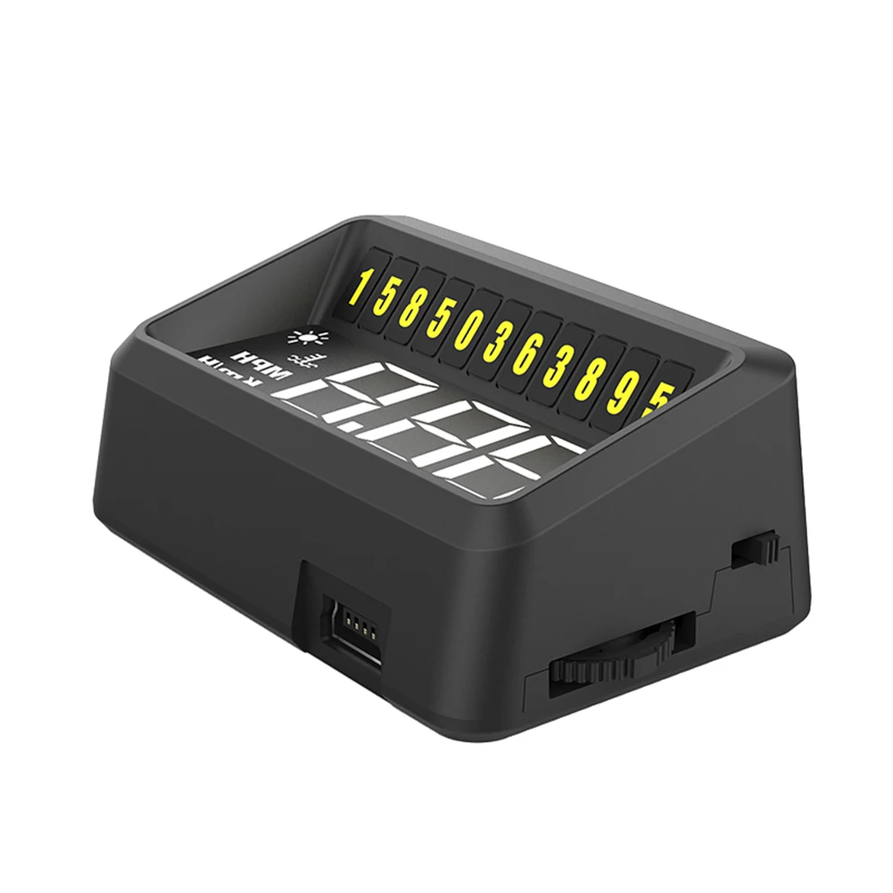 OBD2 Compatible Car HUD for Displaying Vehicle Speed Engine Temperature Battery Voltage and Distance with Alarm Functions
