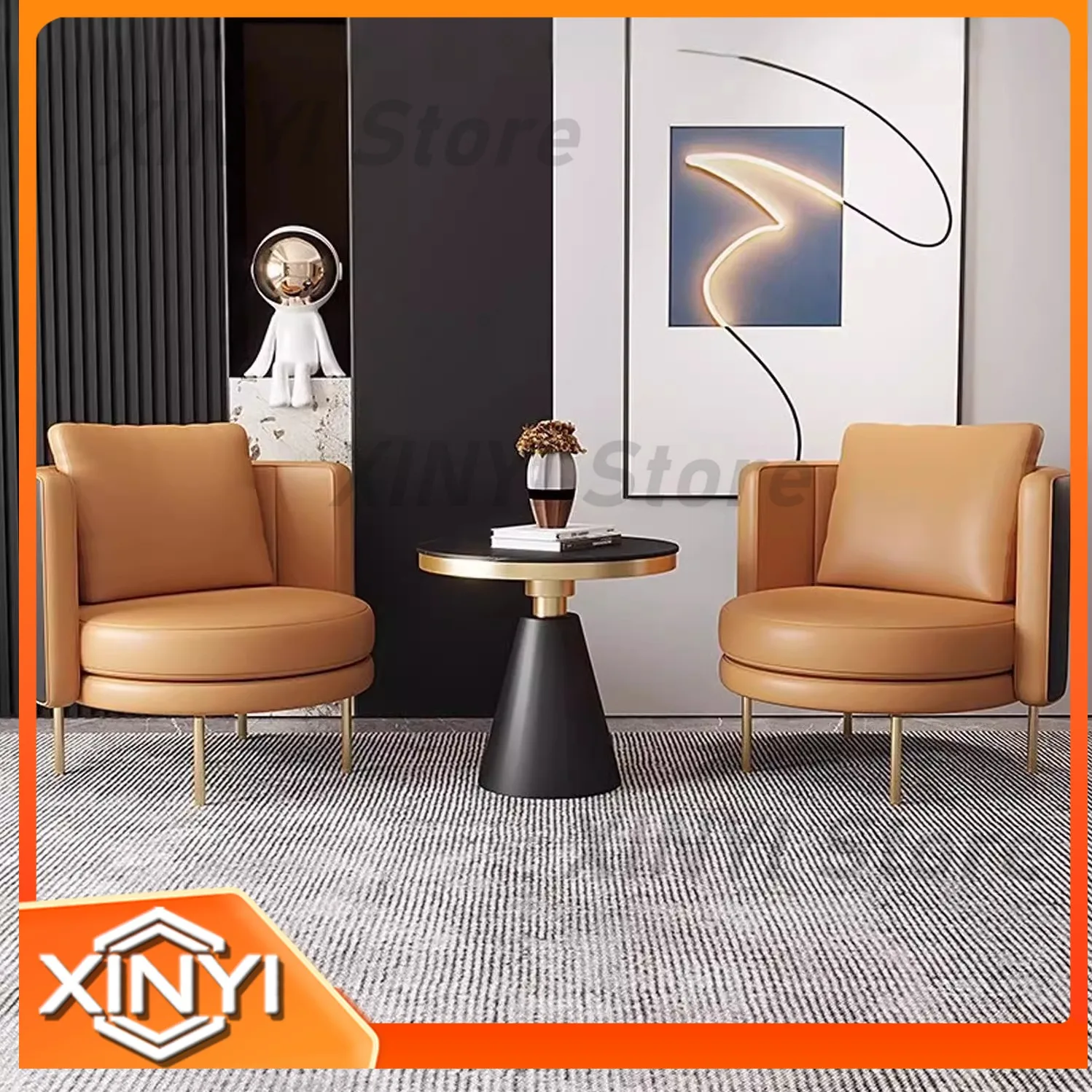 Single Upholstered Armchair for Italian Style Luxury Table and Chair Set Minimalist Hotel Clothing Store High End Reception